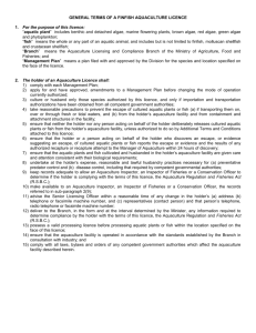 GENERAL TERMS OF A FINFISH AQUACULTURE LICENCE