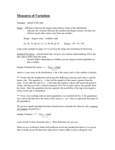 Measures of Variation: