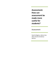 Assessment: How can assessment be made more useful