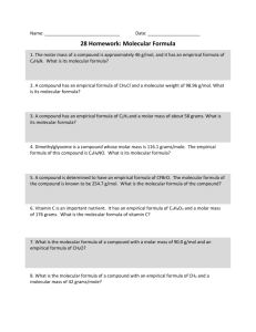 28 Homework: Molecular Formula