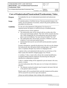Care of Endotracheal/Nasotracheal/Tracheostomy Tubes