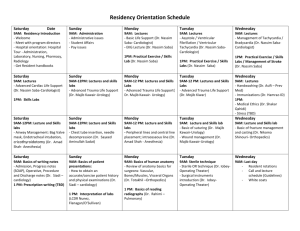 Residency orientation schedule