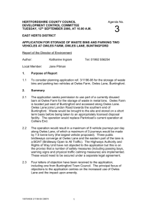 Application for Storage of Waste Bins and Parking Two Vehicles at