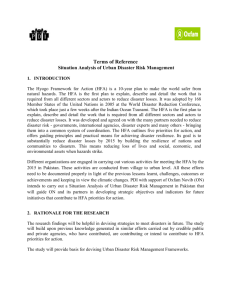 Terms of Reference Situation Analysis of Urban Disaster Risk