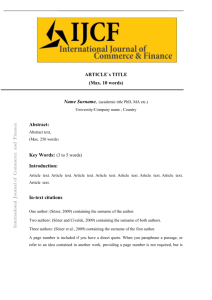 IJCF Manuscript Template - International Journal of Commerce and