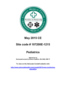 May 2015 CE Site code # 107200E-1215 Pediatrics Objectives by