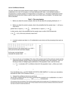 Math 1530 Lab on Confidence Intervals