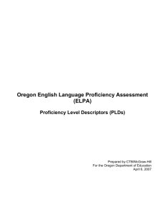 Oregon ELPA Proficiency Level Descriptors (PLDs)