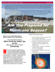 Offers Hurricane Safety Tips for the Community ith hurricane season