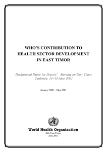 East Timor Health Sector Situation Report