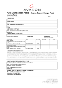 Order form to buy / sell Avaron Eastern Europe Fixed Income Fund