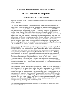 Proposal Due - Colorado Water Institute
