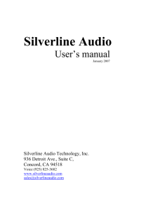 Owner`s Manual - Silverline Audio