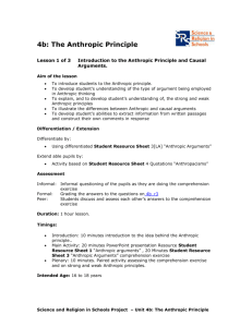 Introduction to the Anthropic argument and