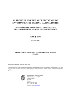 Guidelines for the Accreditation of Environmental Testing Laboratories