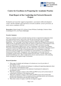 Final Report of the Cambridge-led Network Research Project