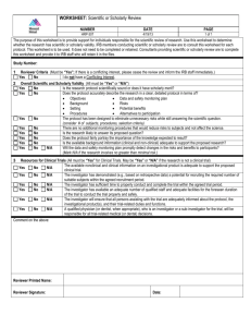 HRP-307 - WORKSHEET - Scientific or Scholarly Review
