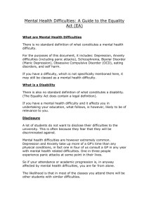 Mental Health Difficulties: A Guide to the Equality Act (EA)