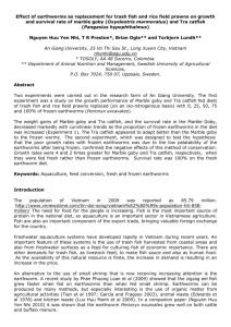 Effect of earthworms as replacement for trash fish and rice field