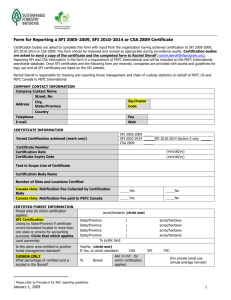 Form for reporting a Forest Management Certificate