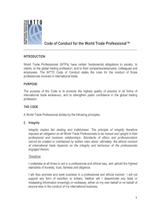 Code of Conduct for World Trade Professionals (WTPs)