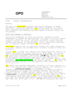 OPO Policy: patient confidentiality