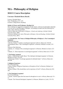 MA - Philosophy of Religion 2010/11 Course Description Convenor