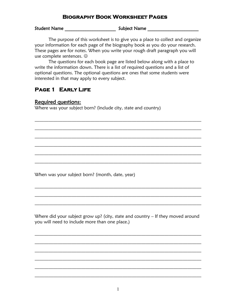 personal biography questions