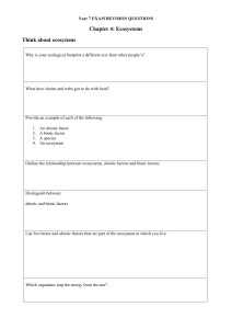 Year 7 EXAM REVISION QUESTIONS Chapter 4: Ecosystems Think