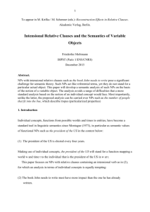 Intensional Relative Clauses and the Semantics of Variable Objects