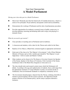 Conduct a Model Parliament - The Monarchist League of Canada