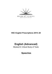 HSC English Prescriptions Advanced speeches