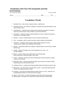 Vocabulary Unit Four The Ecosystem and the Environment # 1-10