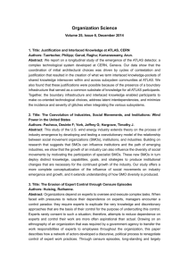 Organization Science Volume 25, Issue 6, December 2014 1. Title