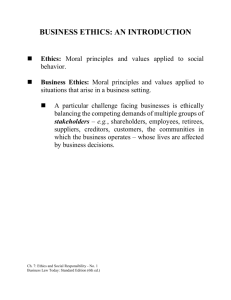 BUSINESS ETHICS: AN INTRODUCTION
