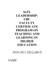 Cert-Syllabus-10-11 - UBC Centre for Teaching, Learning and
