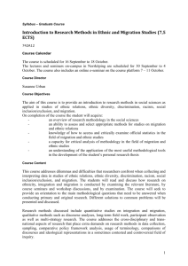 Introduction to Methods of Ethnicity and Migration Research (6 ECTS)