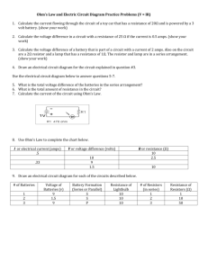 Ohm`s Law and Electric Circuit Diagram Practice Problems