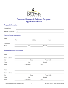 Summer Research Fellows Program Application Form 2014