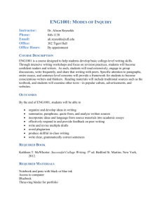 ENG 1001: Modes of Inquiry&mdash;Syllabus