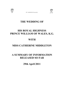 THE WEDDING OF HIS ROYAL HIGHNESS PRINCE WILLIAM OF