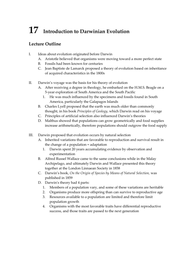 Chapter 17 Introduction To Darwinian Evolution 9473