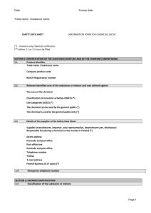 Safety Data Sheet / Information Form for Chemicals