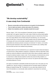 Press release - 1 - “We develop sustainability” A case study from
