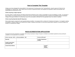 Application for Accreditation form - Royal Australasian College of