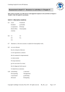 Assessment sheet 6.1: Answers to activities in Chapter 6