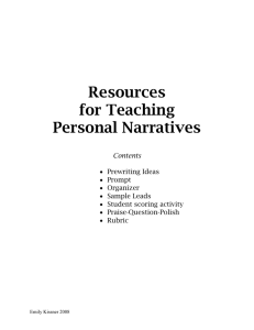 Pre-Writing Ideas for Personal Narratives