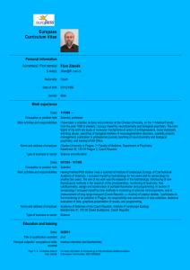 Europass Curriculum Vitae Personal information Surname(s) / First