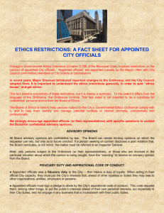 SUMMARY OF ETHICS RESTRICTIONS