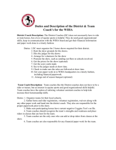 Duties and Description of the District Coach for WIHA